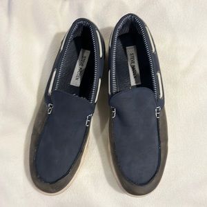 Steve Madden Boys Blue and grey leather  slip ons casual shoes